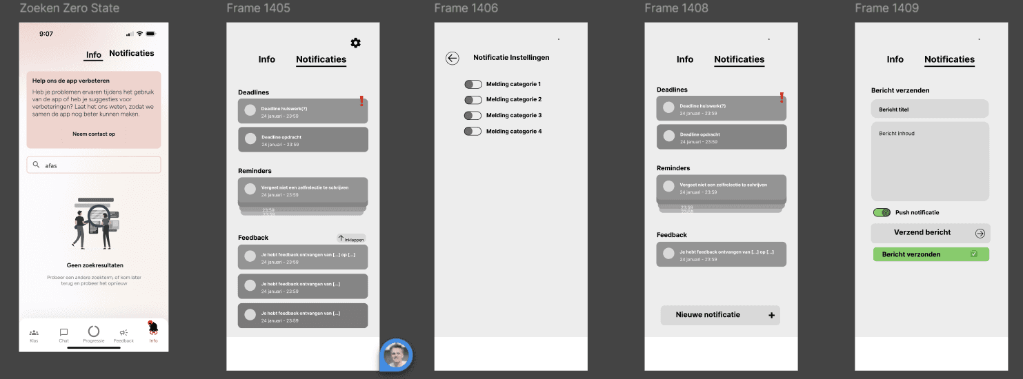 Notification wireframes